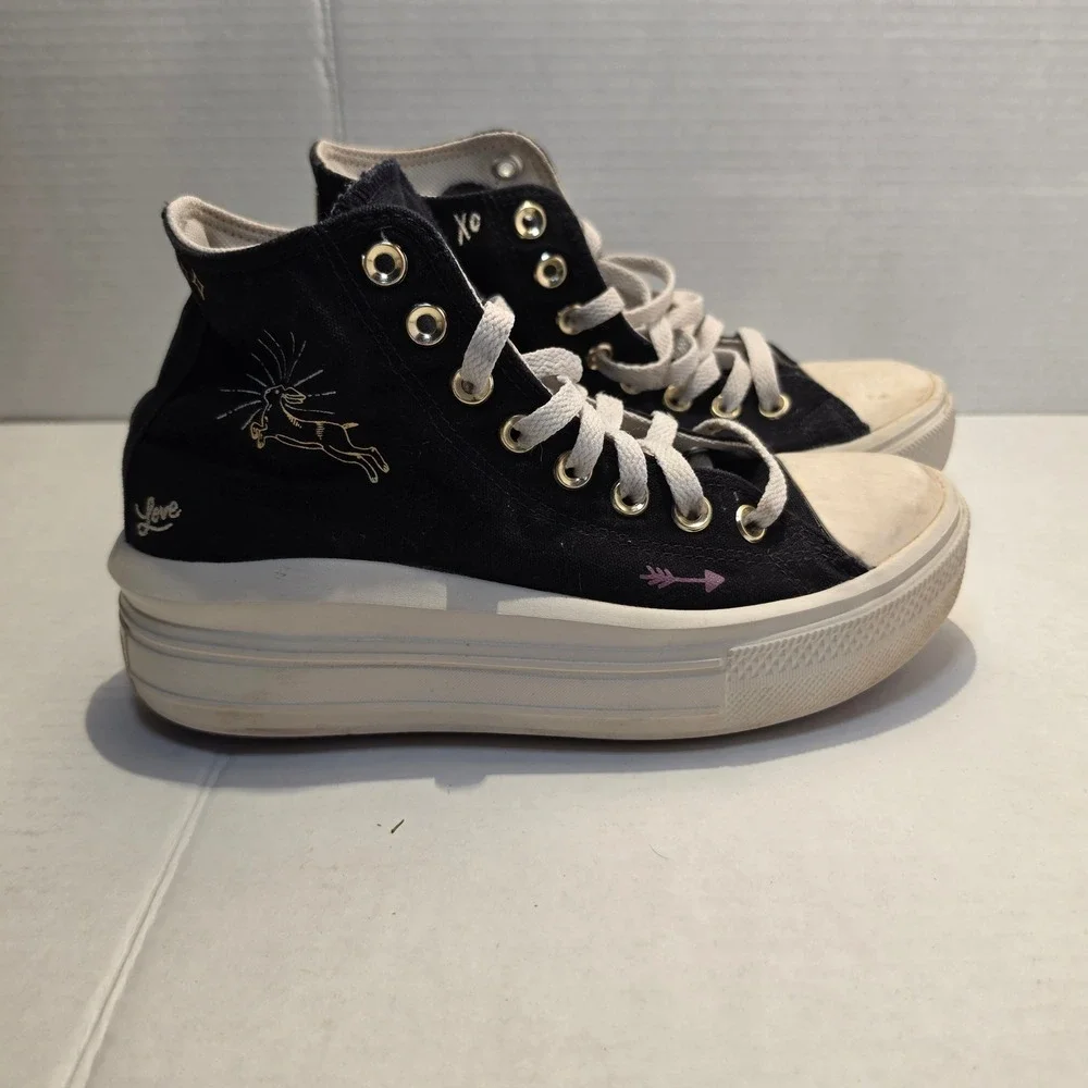 Converse Chuck Taylor All Star Move Platform Black Rabbit A07136C Womens Size 7